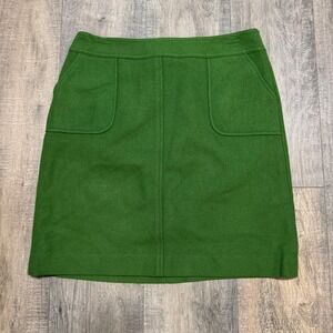 New With Tags Talbots Green Wool Blend A Line Skirt Size 10 Pockets Knee Length
